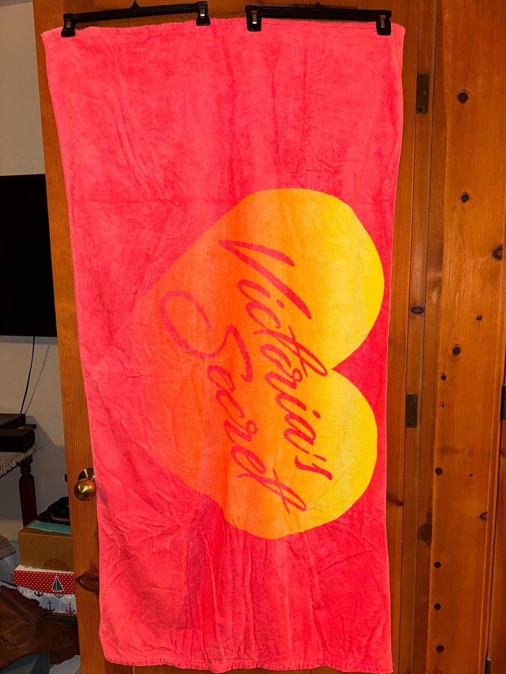 Victoria's Secret Pink Towel with Yellow Heart Logo